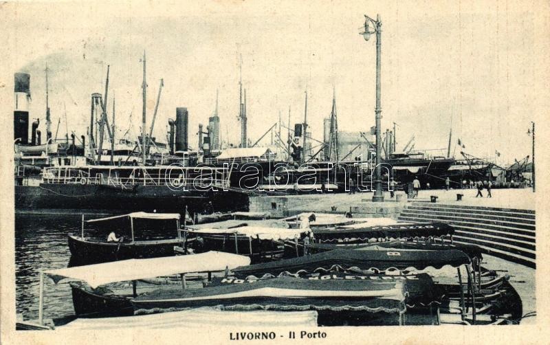Livorno, port, steamships