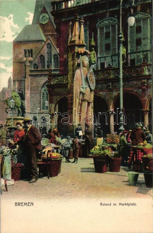 Bremen, Roland m. Marktplatz / statue, market
