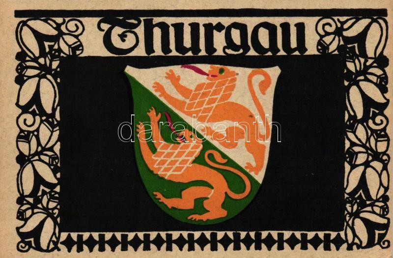 Thurgau; címer, Thurgau; coat of arms, Entwurf von Paul Hosch und Hans Melching, Schweizer Werkstätten Postkarte