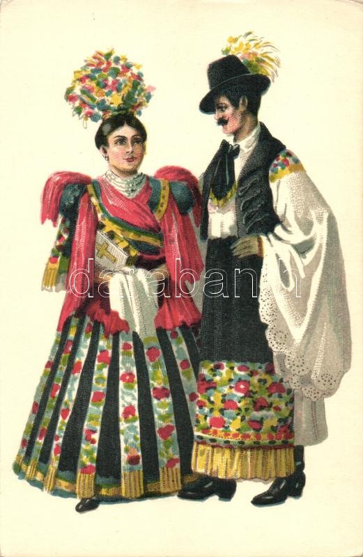 Hungarian folklore, litho, Magyar népviselet, litho