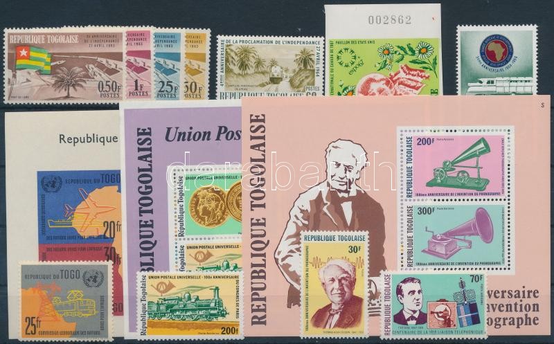 Togo 1963-1978 11 stamps with sets + 3 block, Togo 1963-1978 11 klf bélyeg, közte sorok + 3 blokk