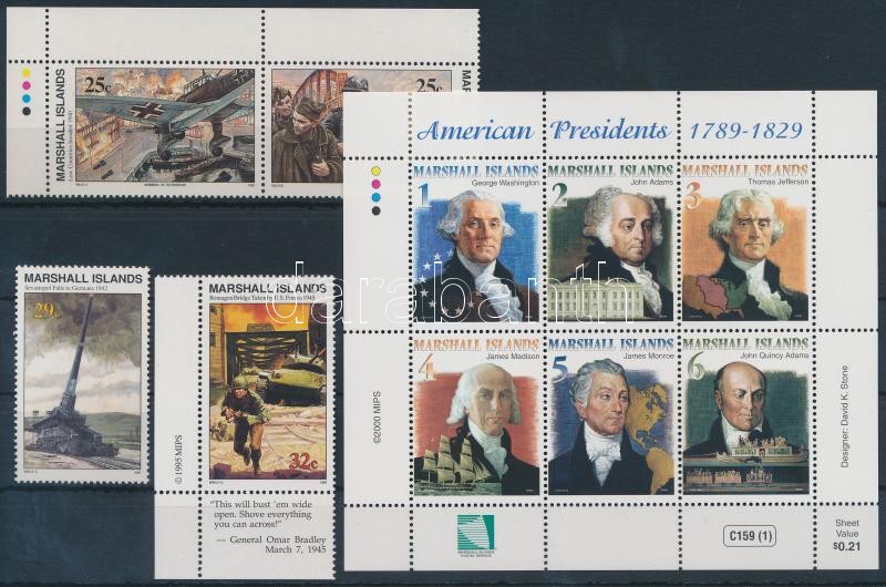 1990-2000 4 klf bélyeg, közte ívsarki pár + kisív, 1990-2000 4 stamps + mini sheet