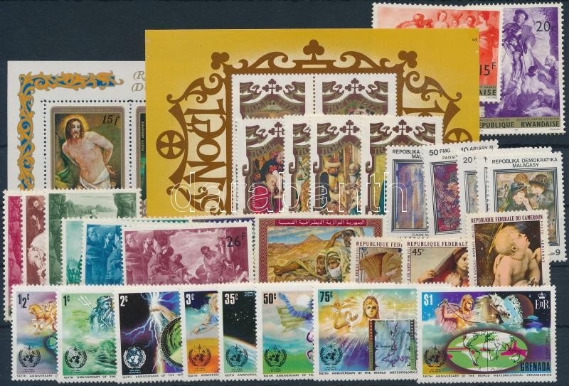 1967-1973 Festmény motívum 30 klf bélyeg közte sorok, párok + 4 db blokk, 1967-1973 Paintings 30 stamps + 4 blocks