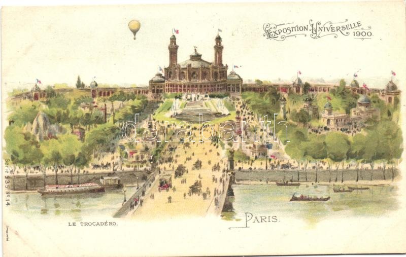 1900 Paris, Exposition Universelle, Le Trocadéro, Serie 535 No. 14. litho