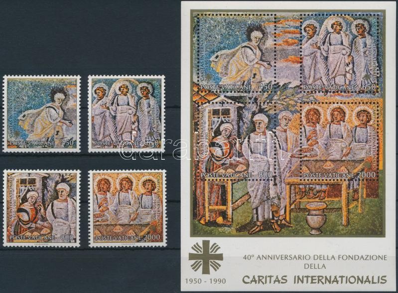 40th anniversary of Caritas Internationalis set + block, 40 éves Caritas Internationalis sor + blokk