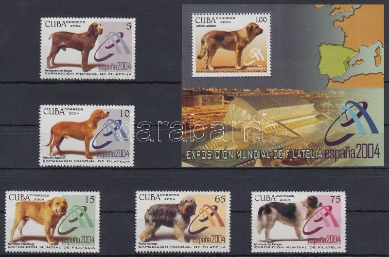 Stamp Exhibition; Dogs set + block, Bélyegkiállítás; Kutya sor + blokk