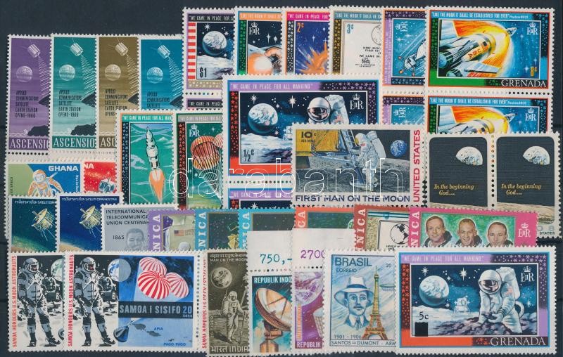 1969-1970 Space Research 46 stamps with sets and pairs, 1969-1970 Űrkutatás motívum 46 db élyeg, közte teljes sorok és párok