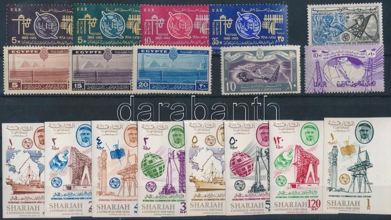Arab országok Telekommunikáció 1938-1965 18 klf bélyeg közte  sorok, egyik vágott, Arab countries Telecommunication 1938-1965 18 stamps