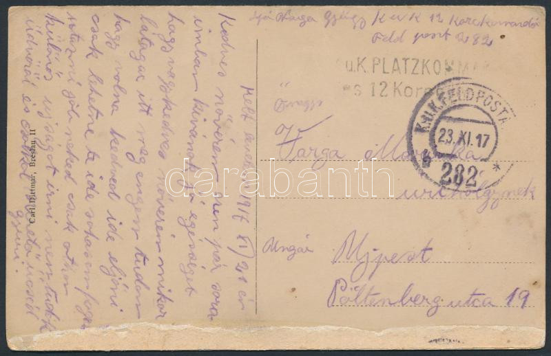 Brest - Litowsk postcard &quot;K.u.K. PLATZKOMMANDO des 12. Korps.&quot; + &quot;FP 282 b&quot;, Brest - Litowsk képeslap &quot;K.u.K. PLATZKOMMANDO des 12. Korps.&quot; + &quot;FP 282 b&quot;