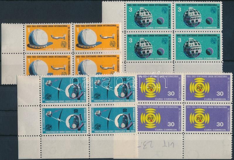 Space exploration 4 diff stamps in blocks of 4, 4 klf űrkutatás bélyeg négyes tömbökben