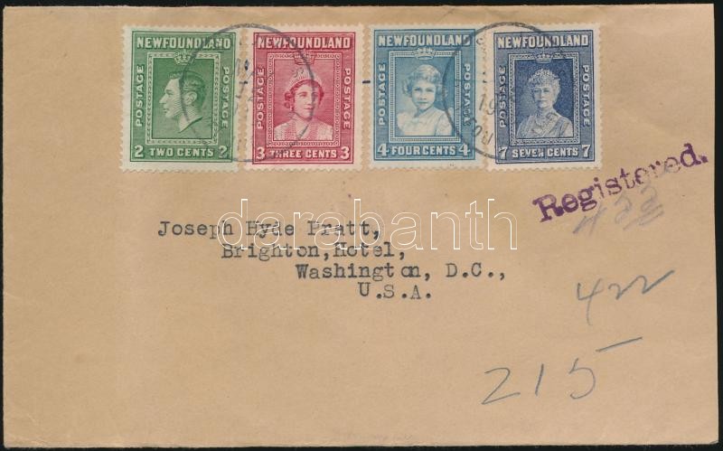 Newfoundland registered letter to Washington, Új Fundland Ajánlott levél Washingtonba