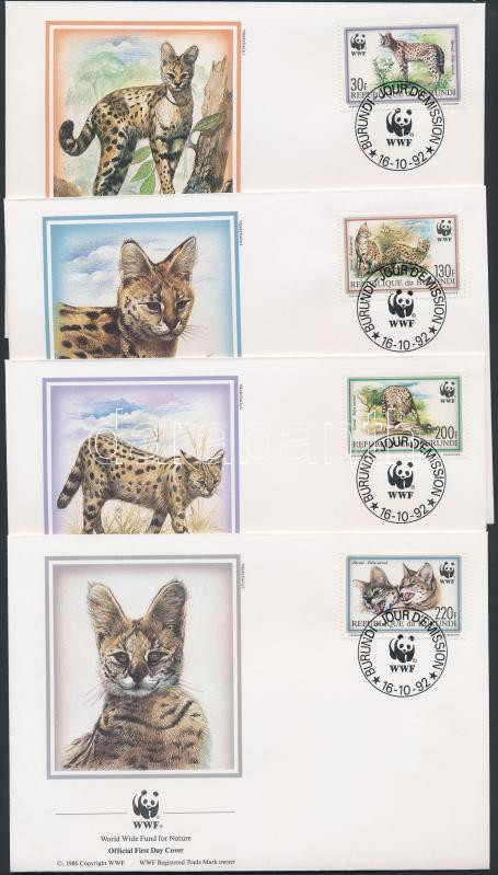 WWF: Serval set on 4 FDC, WWF: Szervál sor 4 db FDC-n