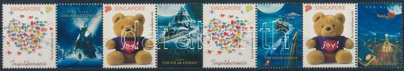 Greeting Stamp coupun stripe of 4, Üdvözlőbélyeg szelvényes 4-es csík