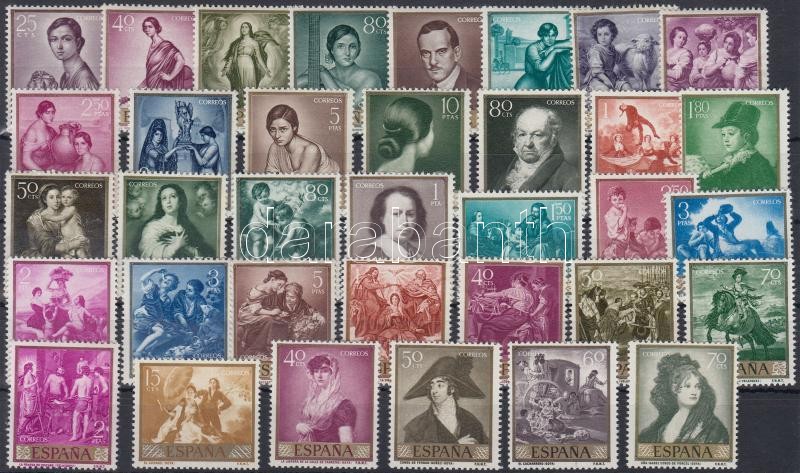 1958-1965 35 klf Festmény bélyeg, közte teljes sor, 1958-1965 Paintings 35 diff stamps with sets
