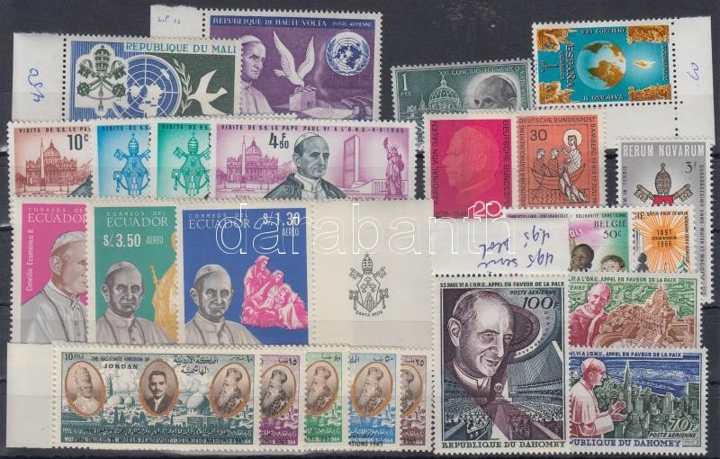 Pápa motívum 1965-1966 24 klf bélyeg, 1965-1966 Pope 24 diff stamps