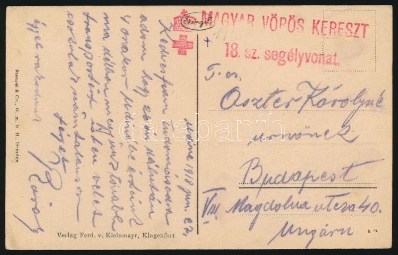 Udine képeslap &quot;MAGYAR VÖRÖRS KERESZT 18.sz. segélyvonat&quot;, Udine postcard &quot;MAGYAR VÖRÖRS KERESZT 18.sz. segélyvonat&quot;