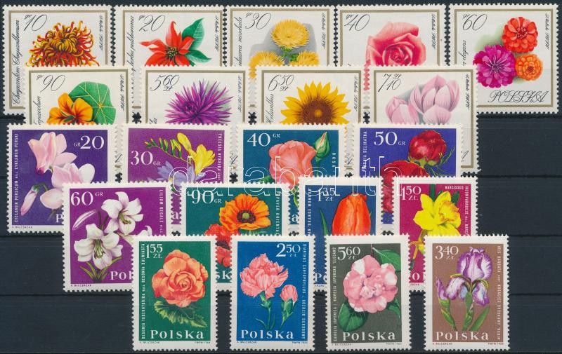 1957-1967 5 Flower sets, 1957-1967 5 klf Virág sor 2 stecklapon