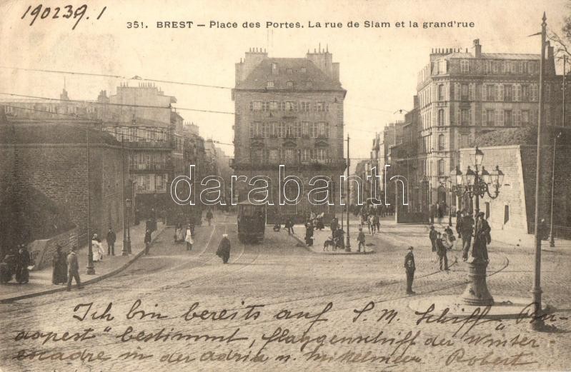 Brest, Place des Portes, Rue de Slam, Grand Rue / street, tram