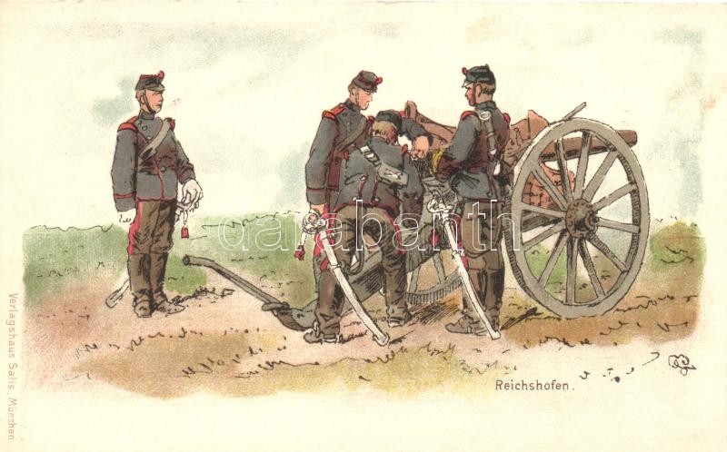 Reichshofen, Reichshoffen; French artillery crew with cannon, Reichshofen, Reichshoffen; francia tüzérek ágyúval