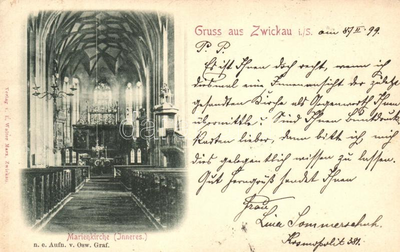 1899 Zwickau, Marienkirche, inneres / church interior