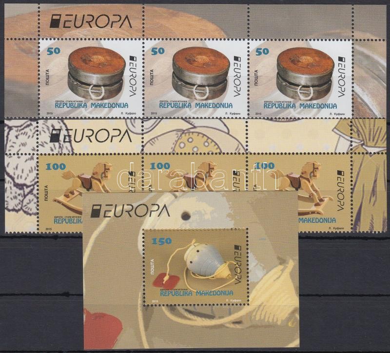 Europa CEPT, Historical games set corner stripe of 3 + block, Europa CEPT, Történelmi játékok sor ívsarki 3-as csíkokban + blokk
