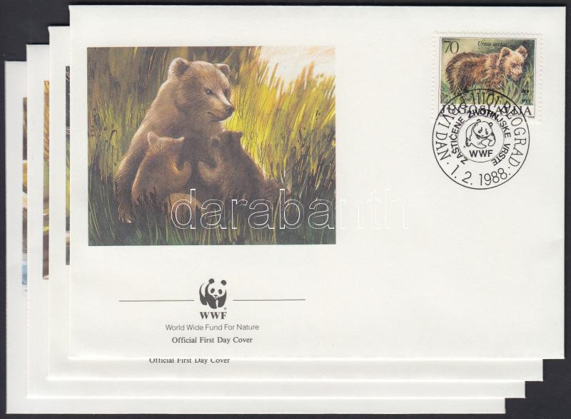 WWF Bear set 4 FDC, WWF medve sor 4 db FDC-n