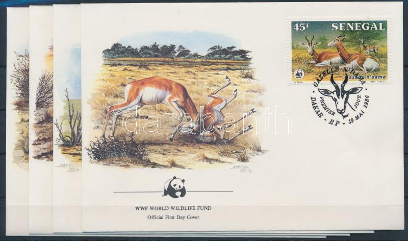 WWF: Gazella sor 4 db FDC-n, WWF Gazelle set 4 FDC