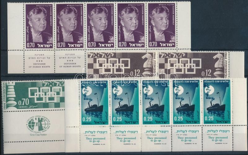 14 stamps with tab, 14 db tabos bélyeg összefüggésekben