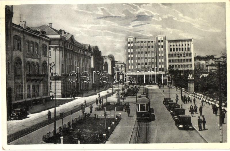 Belgrade, Royal Square, Bourse, Chamber of Commerce, tram