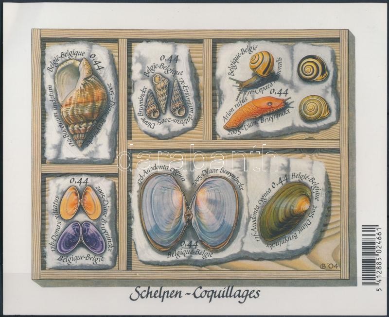 Kagylók és csigák fólia ív, Shellfish and snails foil sheet