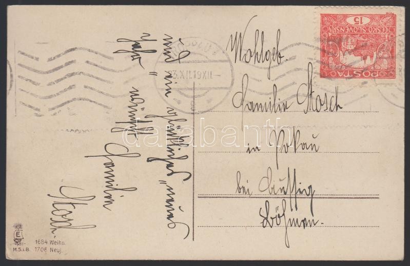 Postcard with Hradzsin stamp, Képeslap Hradzsin bélyeggel