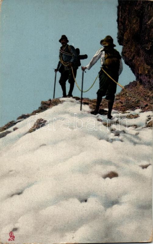 Hegymászók, Raphael Tuck & Sons Asphalt Serie Hochtouristen No. 873., Mountain climbers, Raphael Tuck & Sons Asphalt Serie Hochtouristen No. 873. 