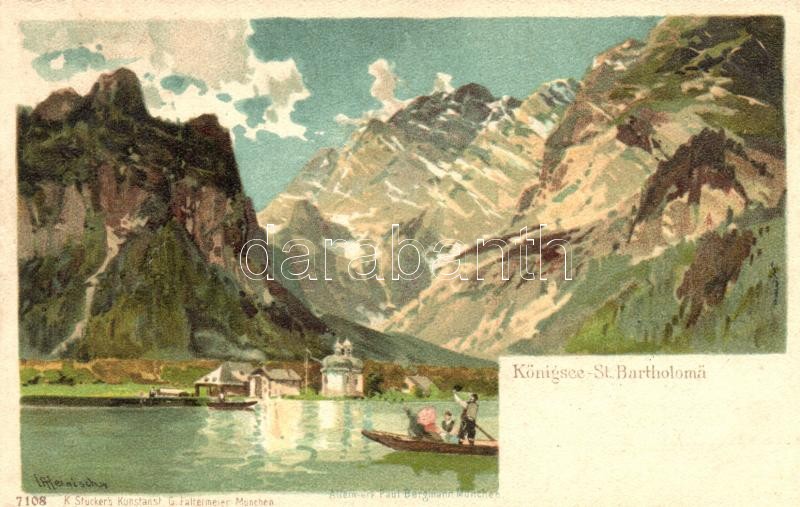 1899 Königsee, St. Bartholomae, Stucker's Kunstanstalt 7108. litho, artist signed