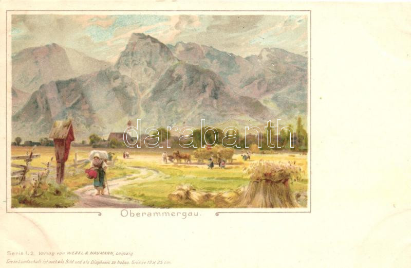 Oberammergau, Serie I. 2. Verlag von Wezel & Naumann, litho (wet damage)