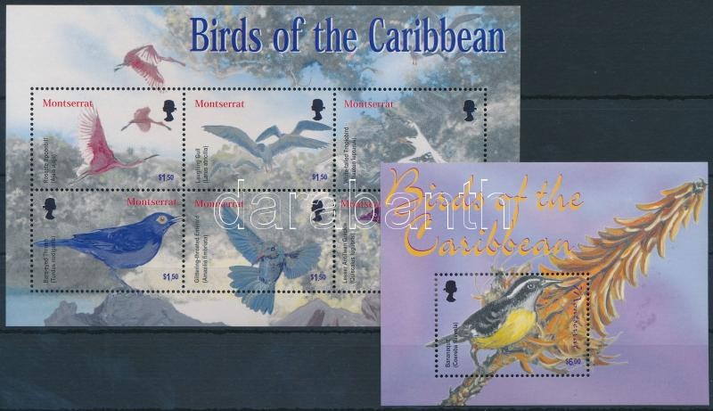 Karibi madarak kisív + blokk, Caribbean Birds mini sheet + block