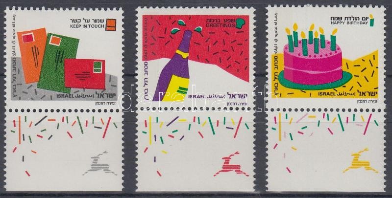 Greeting Stamps set with tab, Üdvözlőbélyeg tabos sor