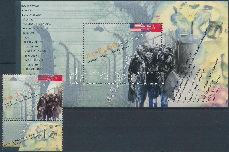 50 éve ért véget a II. világháború tabos bélyeg + blokk, End of World War II stamp with tab + block