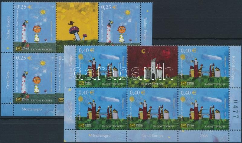 Children's Drawing &quot;A European delight 'set block of 6 with coupon, Gyermekrajz, &quot;Európai öröm&quot; sor ívszéli szelvényes 6-os tömbökben
