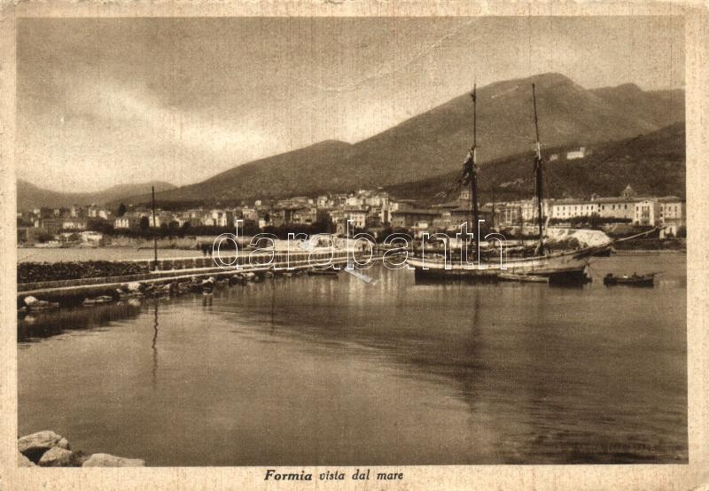 Olaszország; T3; Formia, vista dal mare / port, sailing ship