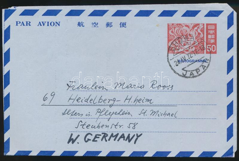 Aerogramm to West Germany, Aerogramm az NSZK-ba