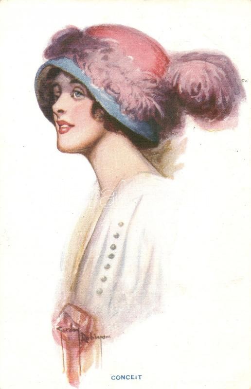'Conceit' / Lady in hat, The Carlton Publishing Series No. 675/5., s: Robinson, Nő kalapban, The Carlton Publishing Series No. 675/5., s: Robinson