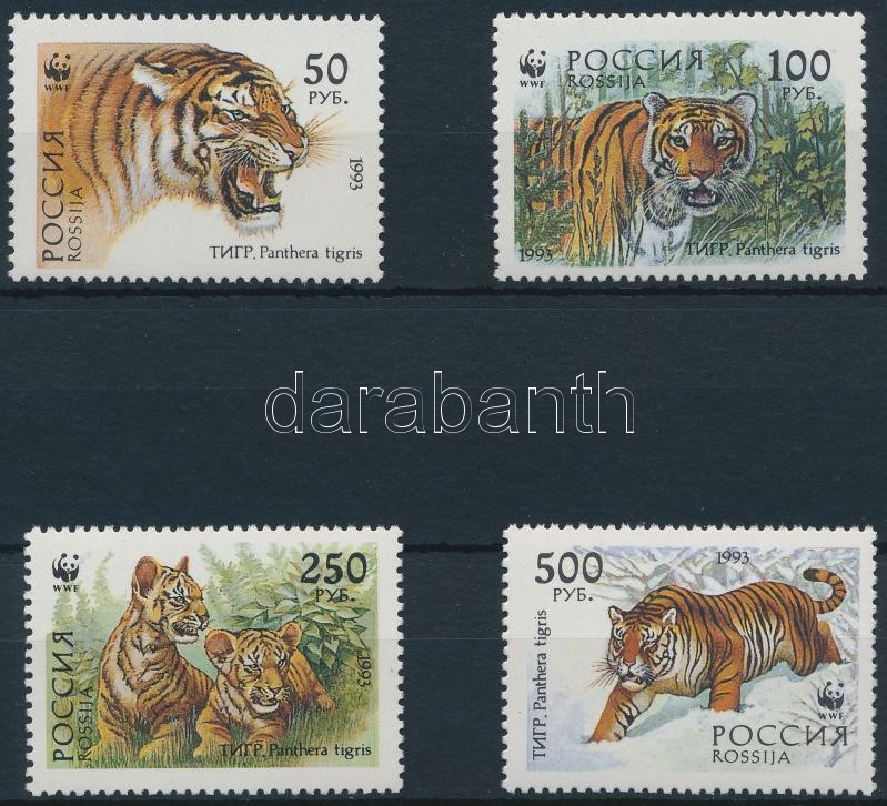 WWF: Siberian Tiger set + 4 FDC, WWF: Szibériai tigris sor + 4 db FDC
