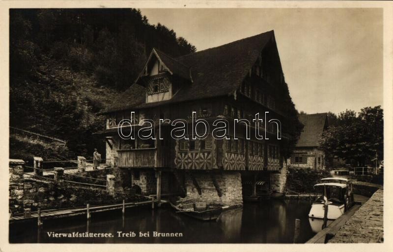 Brunnen, Vierwaldstättersee, Wirtschaft Treib / Hotel(?), motorboat