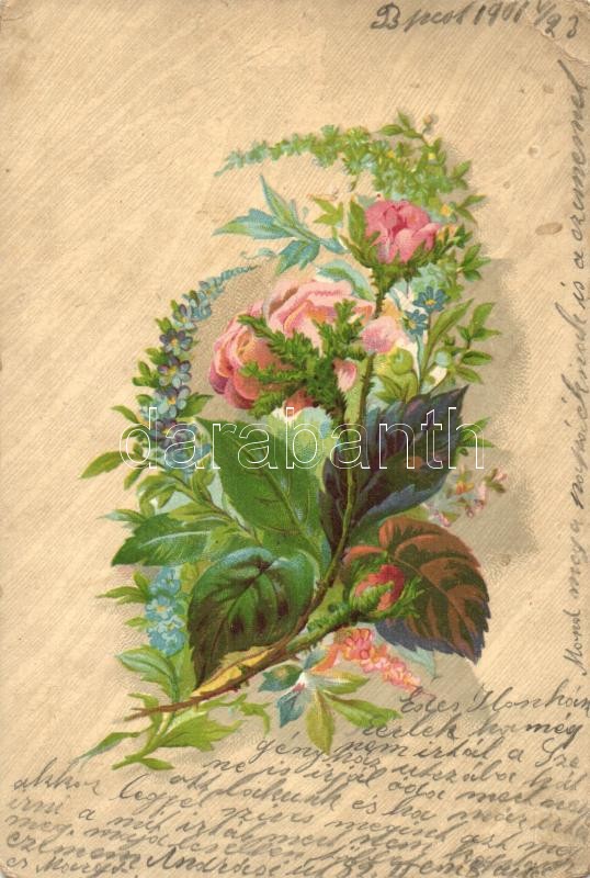 Flowers, litho, Virágok, litho