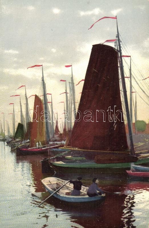 Sailing ships, rowboat, Vitorlás hajók, csónak