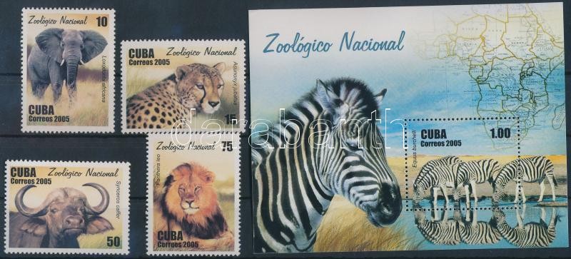Animals 4 stamps + block, Állatok 4 db bélyeg