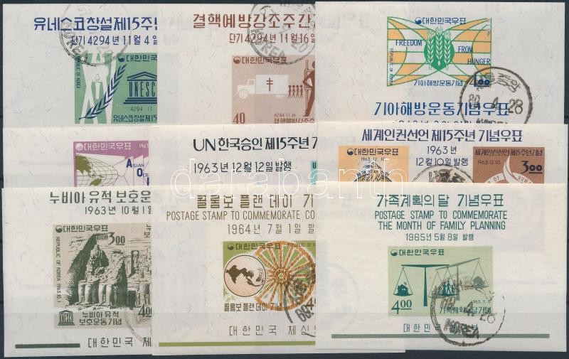 Dél Korea 1961-1965 9 klf blokk, South Korea 1961-1965 9 blocks