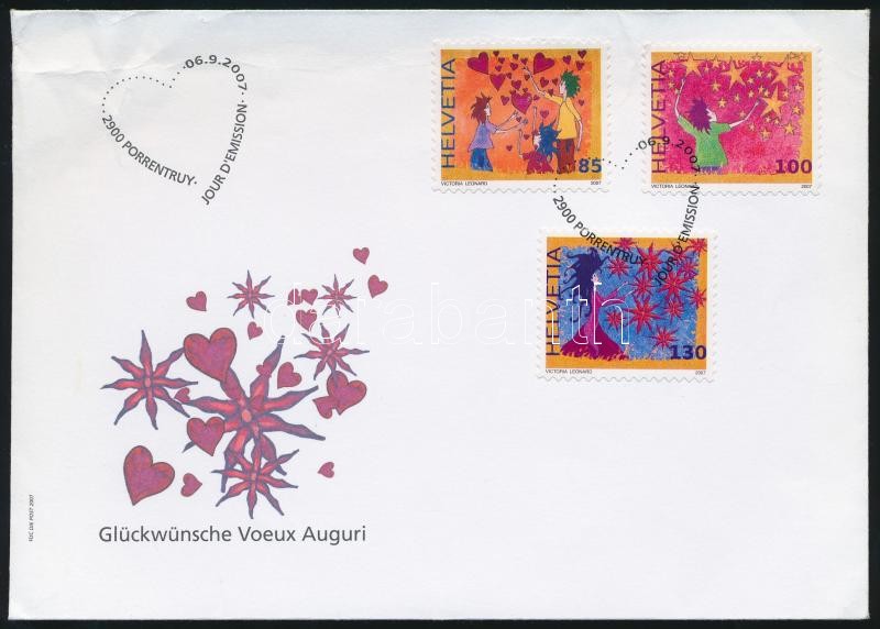 Greetings stamping set on FDC, Üdvözlet bélyeg sor FDC