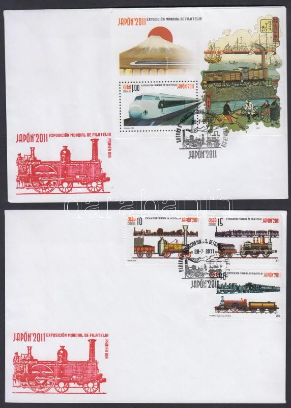 International Stamp Exhibition Philanippon 3 stamps from set + block on 2 FDC, Nemzetközi bélyegkiállítás Philanippon sor 3 értéke + blokk 2 db FDC-n