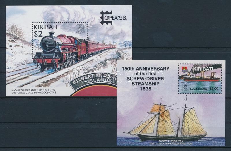 1988-1996 2 blocks Train and Ship, 1988-1996 2 klf blokk Vonat és hajó motívummal